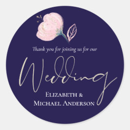 Pegatina Redonda Presupuesto Boda de oro rosa rosa azul de la Marin