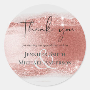 Pegatina Redonda Presupuesto Rosa dorado Glitter Foil Look Boda