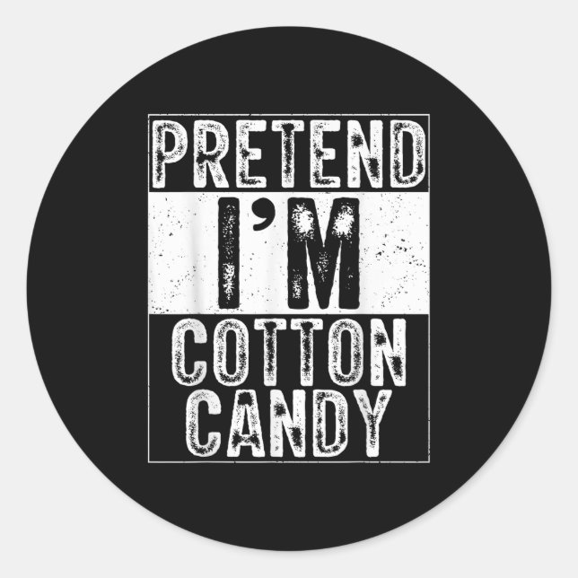 Pegatina Redonda Pretend I'm Cotton Candy Family Women Men Costume  (Anverso)