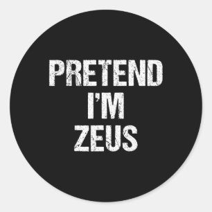 Pegatina Redonda Pretende que soy Zeus Costume Griego Partido Hallo