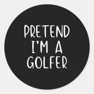 Pegatina Redonda Pretender el disfraz de golf Halloween Simple Funn