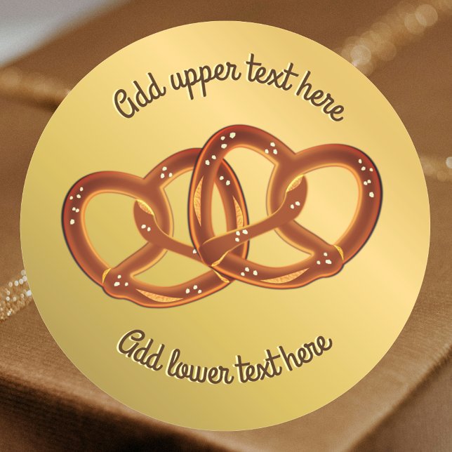 Pegatina Redonda Pretzel Knot Pair en Faux Gold - tu elección de te (Subido por el creador)