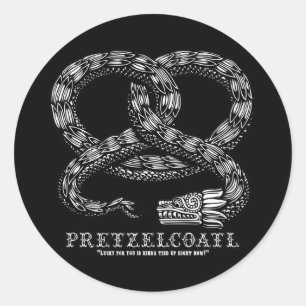 Pegatina Redonda Pretzelcoatl -b/w