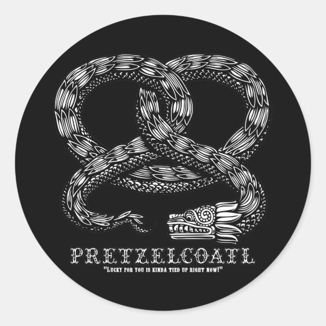 Pegatina Redonda Pretzelcoatl -b/w (Anverso)