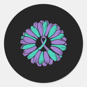 Pegatina Redonda Prevención Conciencia Cinta de girasol problema