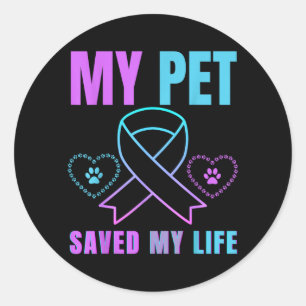 Pegatina Redonda Prevención de Apoyo Emocional Mi Mascota Salvó Mi 