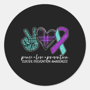 Pegatina Redonda Prevención del amor Prevención del suicidio Concie