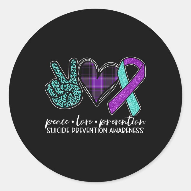 Pegatina Redonda Prevención del amor Prevención del suicidio Concie (Anverso)