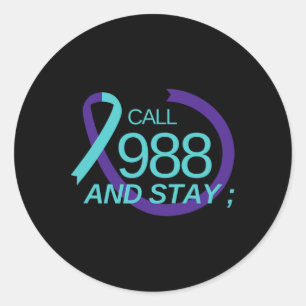 Pegatina Redonda Prevención del suicidio 988 Prevención del suicidi