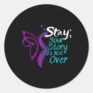 Pegatina Redonda Prevención del suicidio Awareness Semicolon Stay