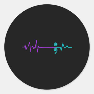 Pegatina Redonda Prevención del suicidio Awareness Semicolon Stay