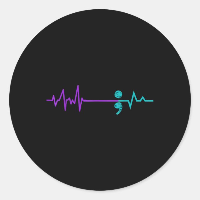 Pegatina Redonda Prevención del suicidio Awareness Semicolon Stay (Anverso)