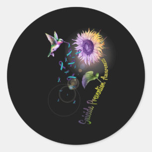 Pegatina Redonda Prevención del suicidio Colibrí del girasol