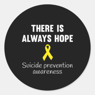 Pegatina Redonda Prevención del suicidio Conciencia Cinta amarilla