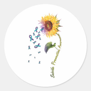 Pegatina Redonda Prevención del suicidio Conciencia Girasol