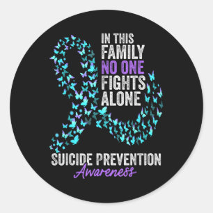 Pegatina Redonda Prevención del suicidio Conciencia Mes Butterflies