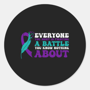 Pegatina Redonda Prevención del suicidio Guerrero de la conciencia 