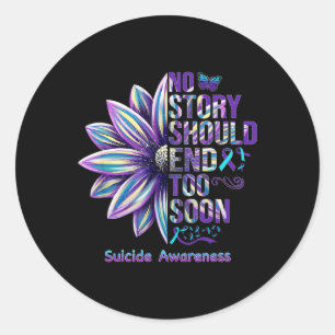 Pegatina Redonda Prevención del suicidio Ninguna Historia Debe Term