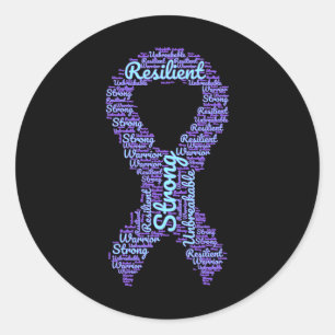 Pegatina Redonda Prevención del suicidio Sensibilización Mes Cinta