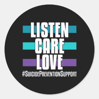 Pegatina Redonda Prevención Escuchar Cuidado Amor _ Para simpatizan
