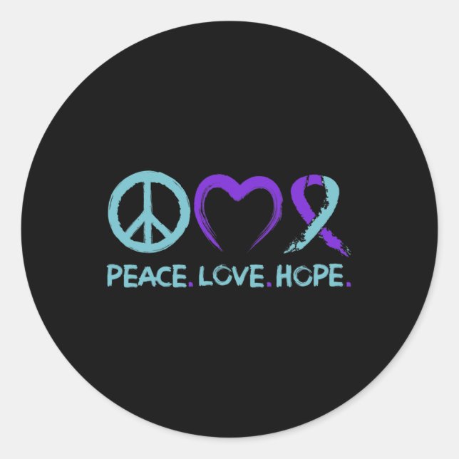 Pegatina Redonda Prevención suicida Conciencia Paz Esperanza (Anverso)