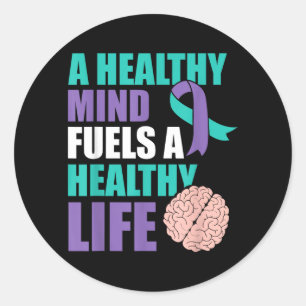 Pegatina Redonda Prevenir Conciencia sobre Salud Mental Mente Sana