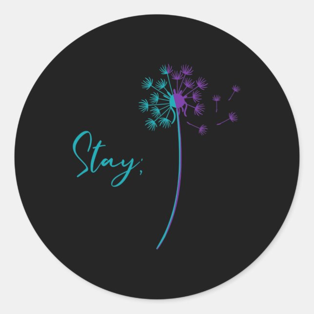 Pegatina Redonda Prevenir El Semicolo De La Estancia Verde azulada  (Anverso)