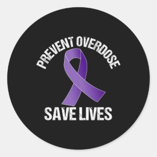 Pegatina Redonda Prevenir Sobredosis Salva Vidas Conciencia de Opio