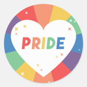 Pegatina Redonda Pride Heart Sparkle