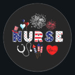 Pegatina Redonda Pride Nurse USA Flag Stethoscope Patriotic Nurse<br><div class="desc">Pride Nurse USA Flag Stethoscope Patriotic Nurse 4th Of July Gift. Perfect gift for your dad,  mom,  papa,  men,  women,  friend and family members on Thanksgiving Day,  Christmas Day,  Mothers Day,  Fathers Day,  4th of July,  1776 Independent day,  Veterans Day,  Halloween Day,  Patrick's Day</div>
