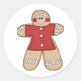 Pegatina Redonda Prim Gingerbread Navidad Cookie