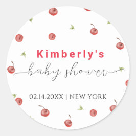 Pegatina Redonda Primavera acuarela Cherry Sweet Baby Shower