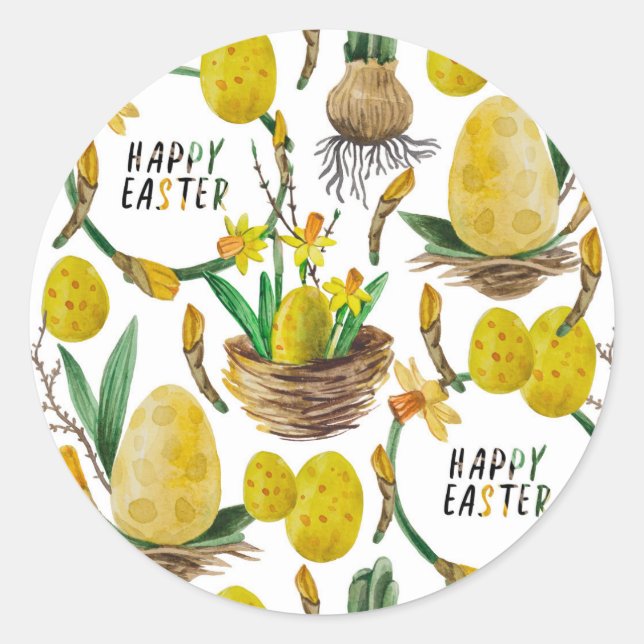 Pegatina Redonda Primavera amarilla (Anverso)