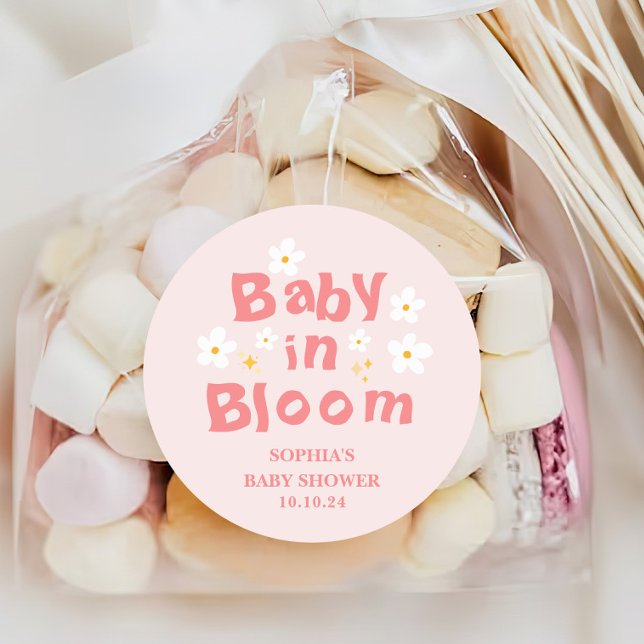 Pegatina Redonda Primavera Bebé En Bloom Favor De Baby Shower (Subido por el creador)
