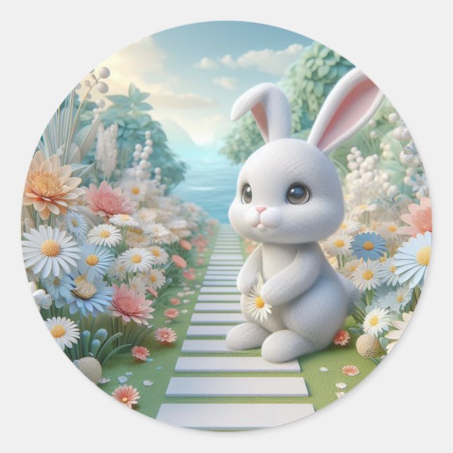 Pegatina Redonda Primavera colorida Moderna (Anverso)