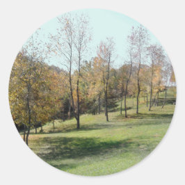 Pegatina Redonda Primavera como árboles
