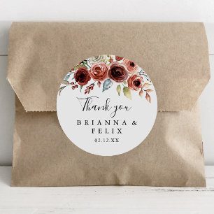 Pegatina Redonda Primavera Elegante Floral Gracias Boda Favor