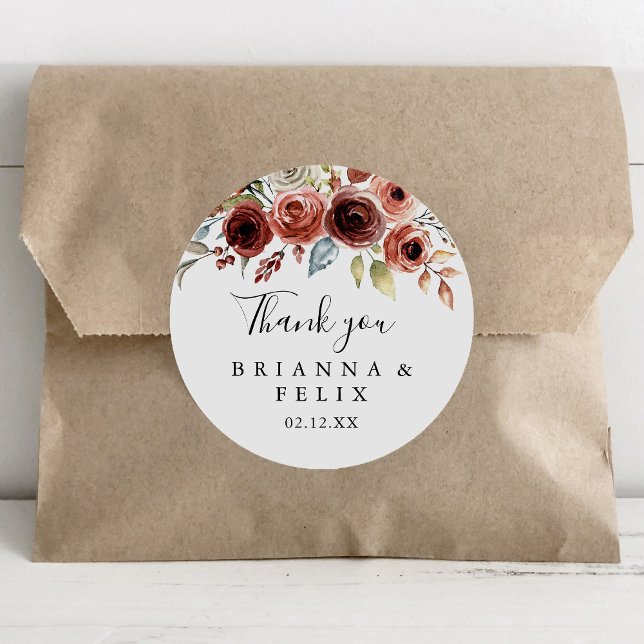 Pegatina Redonda Primavera Elegante Floral Gracias Boda Favor (Subido por el creador)