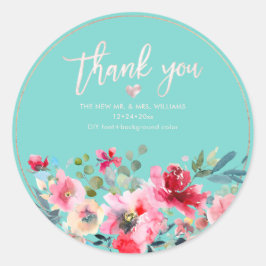 Pegatina Redonda Primavera Flowers|Thank You|DIY Bckgrnd