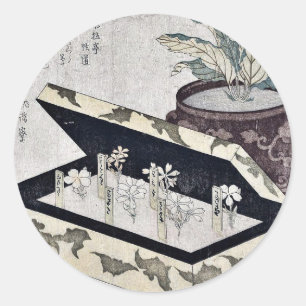 Pegatina Redonda Primavera por Kubo, Shunman Ukiyoe