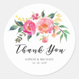 Pegatina Redonda Primavera verano acuarela Floral Wedding Favor