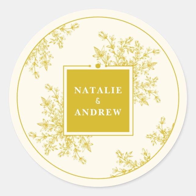 Pegatina Redonda Primavera verano Flores silvestres praderas Bodas  (Anverso)