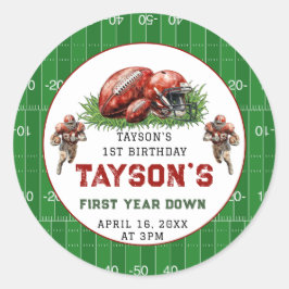 Pegatina Redonda Primer año después del Fiesta de cumpleaños