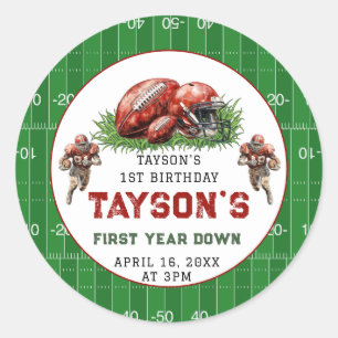 Pegatina Redonda Primer año después del Fiesta de cumpleaños