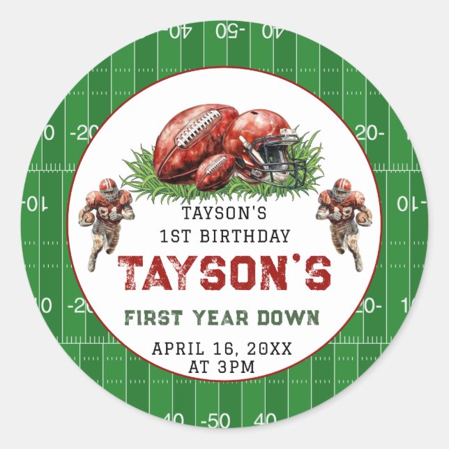 Pegatina Redonda Primer año después del Fiesta de cumpleaños (Anverso)