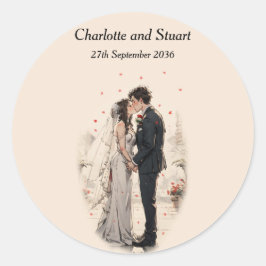 Pegatina Redonda Primer beso