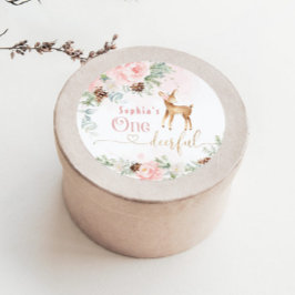 Pegatina Redonda Primer cumpleaños chica de color rosa rosa de un v