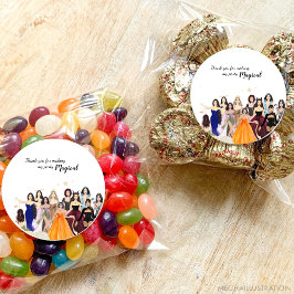 Pegatina Redonda Primer cumpleaños, cumpleaños chica, tema de zodia