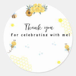 Pegatina Redonda Primer cumpleaños de abeja miel del Día de la Abej