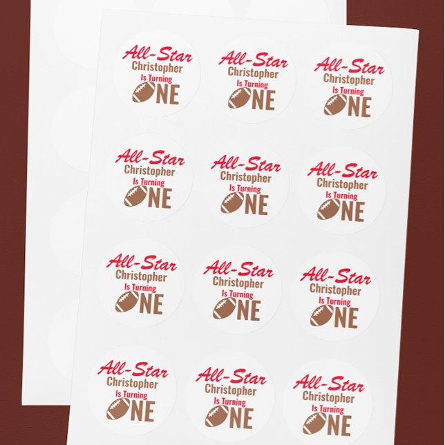 Pegatina Redonda Primer cumpleaños de All Star Football (Subido por el creador)